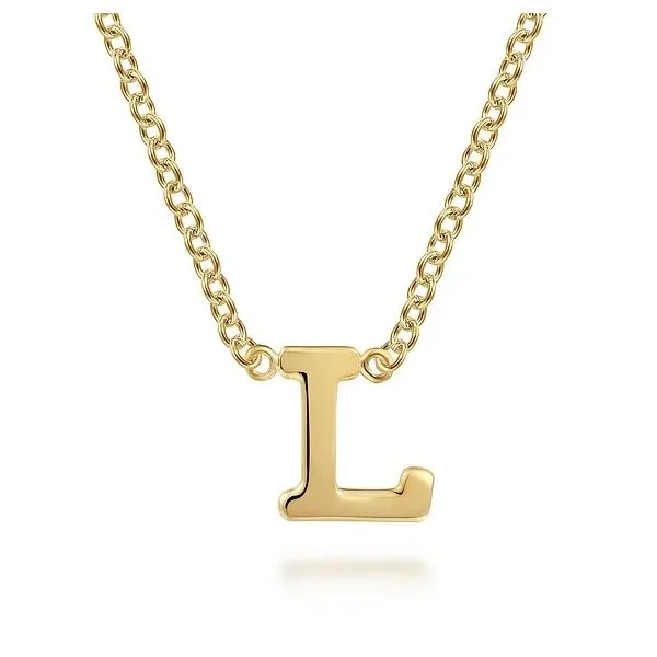 14K Yellow Gold L Initial Necklace Gray's Jewelers Bespoke Saint James, NY