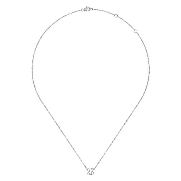 14K White Gold S Initial Necklace Image 2 Gray's Jewelers Bespoke Saint James, NY