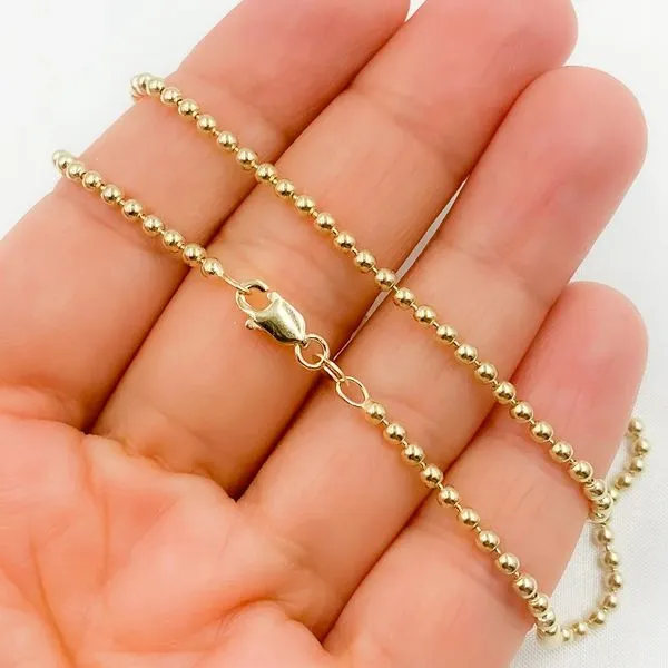 14K Yellow Gold Ball Necklace Image 2 Gray's Jewelers Bespoke Saint James, NY