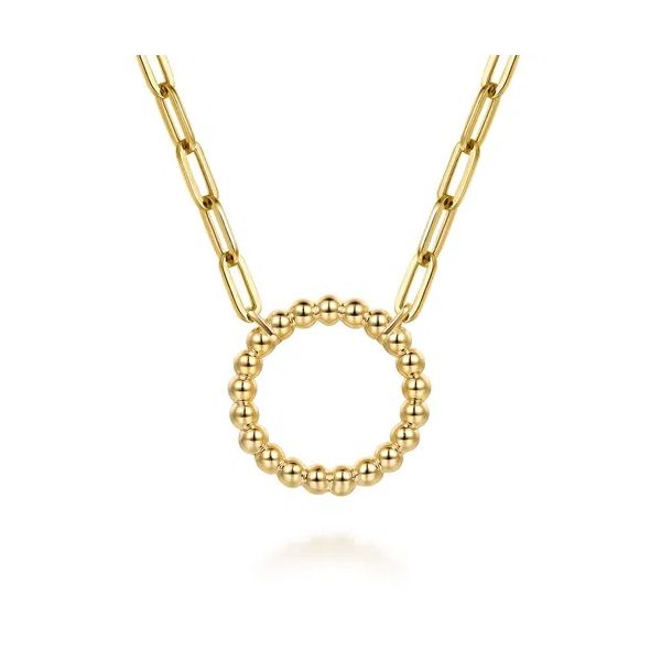 14K Yellow Gold Chain Necklace with Bujukan Circle Gray's Jewelers Bespoke Saint James, NY