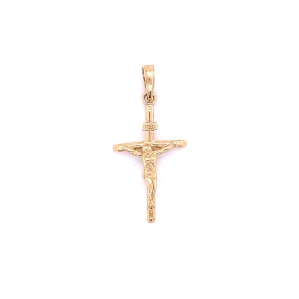 14k Yellow Gold Stick Crucifix Charm Gray's Jewelers Bespoke Saint James, NY