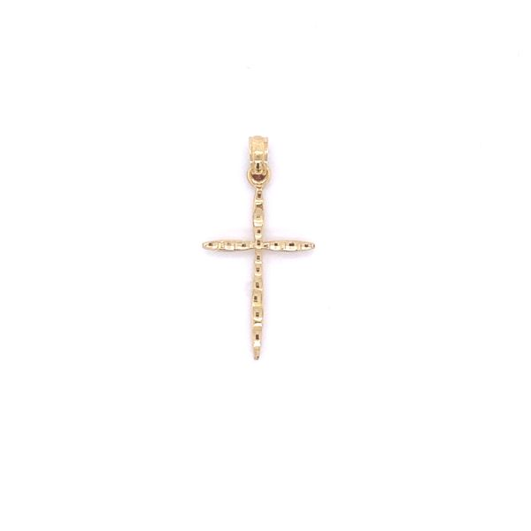 14k Yellow Gold Diamond Cut Tapered End Cross Charm Gray's Jewelers Bespoke Saint James, NY