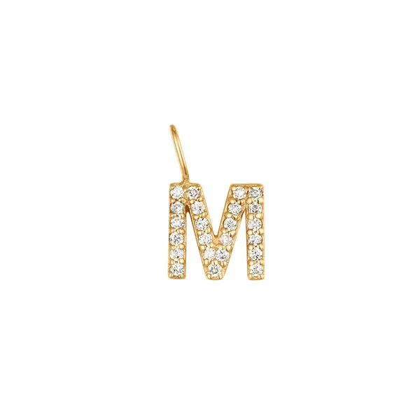 M | 14K Yellow Gold Diamond Initial Charm Gray's Jewelers Bespoke Saint James, NY