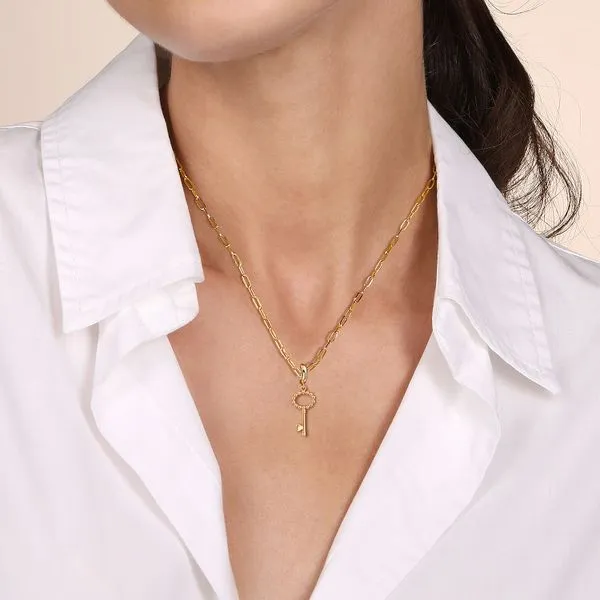 14K Yellow Plain Gold Bujukan Key Charm Pendant Image 4 Gray's Jewelers Bespoke Saint James, NY
