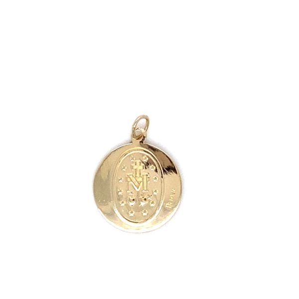 14K Yellow Gold Miraculous Medal Image 2 Gray's Jewelers Bespoke Saint James, NY