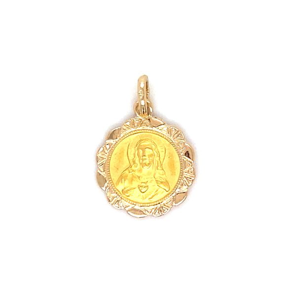 14K Yellow Gold Our Lady of Mount Carmel Medal Image 2 Gray's Jewelers Bespoke Saint James, NY