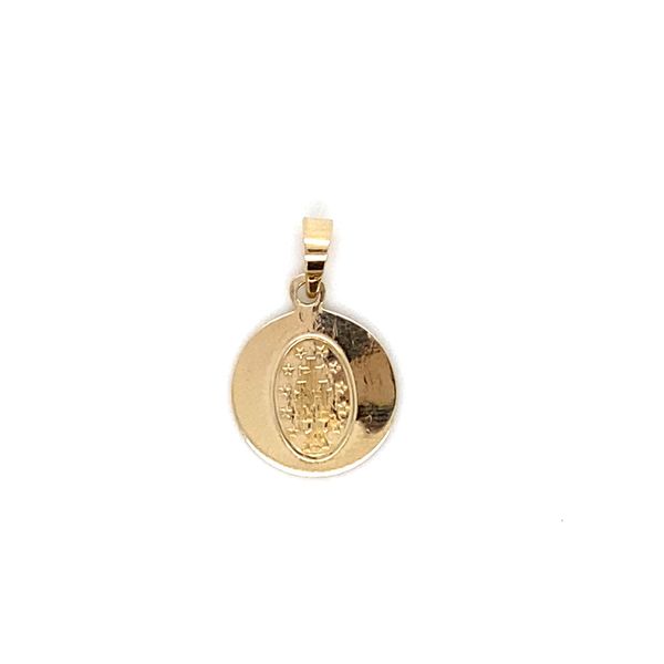 14K Yellow Gold Miraculous Medal Image 2 Gray's Jewelers Bespoke Saint James, NY
