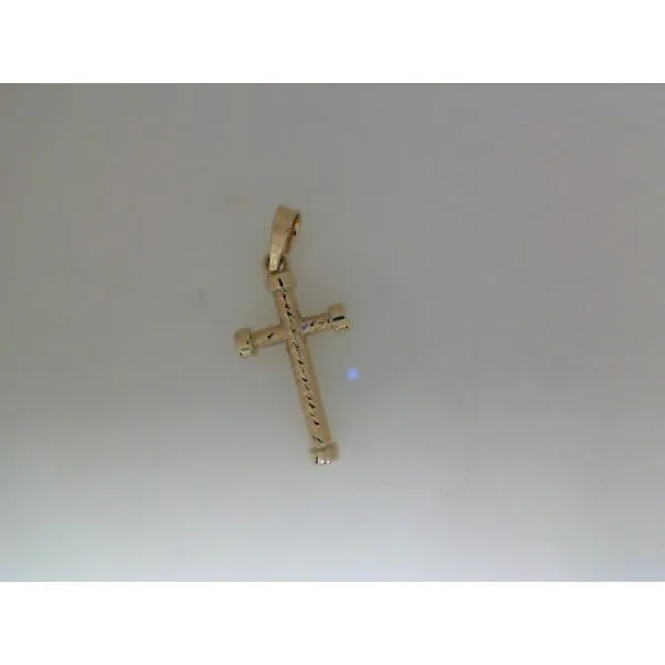 14k Yellow Gold Diamond Cut Cross Charm Gray's Jewelers Bespoke Saint James, NY
