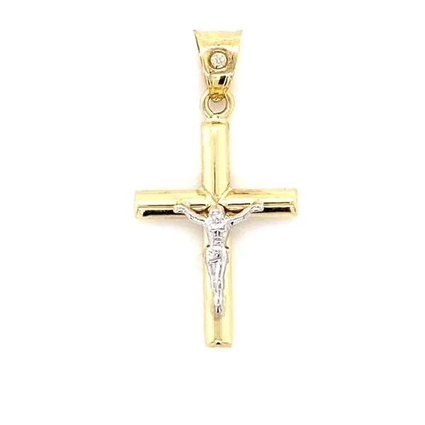 14k Two Tone Crucifix Charm Gray's Jewelers Bespoke Saint James, NY