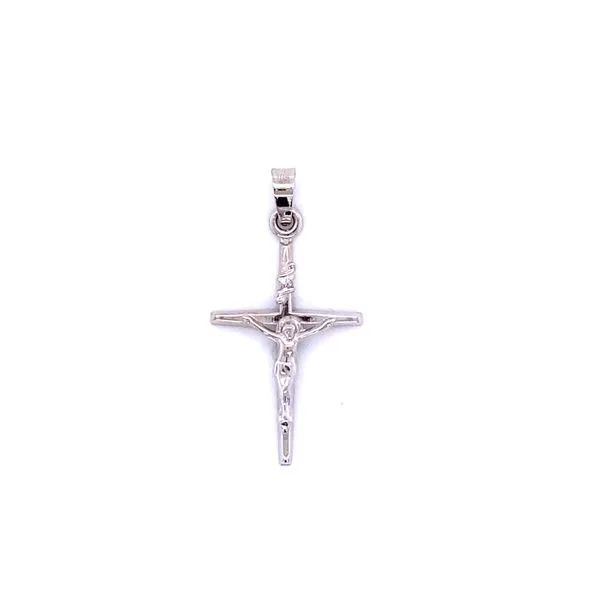 14k White Gold Crucifix Charm Gray's Jewelers Bespoke Saint James, NY