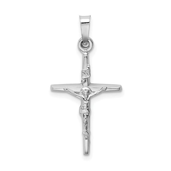 14k White Gold Crucifix Charm Gray's Jewelers Bespoke Saint James, NY