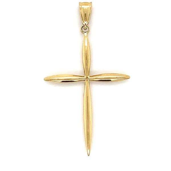 14K Yellow Gold Puffed Hollow Cross Gray's Jewelers Bespoke Saint James, NY