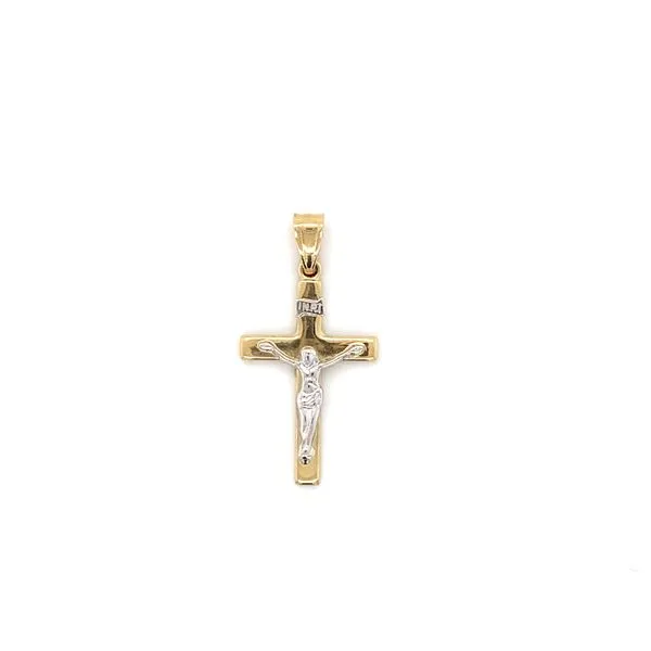 14K Yellow and White Gold Crucifix Charm Gray's Jewelers Bespoke Saint James, NY