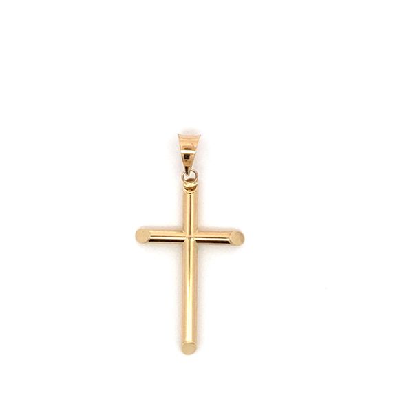 14K Yellow Gold Sliced Edge Cross Charm Gray's Jewelers Bespoke Saint James, NY