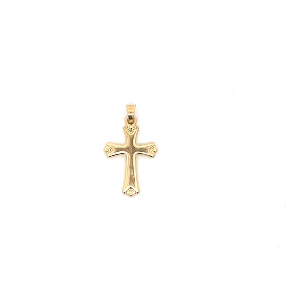 14K Yellow Gold Bead Edge Cross Gray's Jewelers Bespoke Saint James, NY