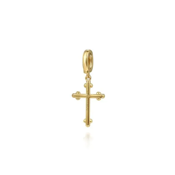 14K Yellow Plain Gold Bujukan Cross Charm Pendant Image 2 Gray's Jewelers Bespoke Saint James, NY