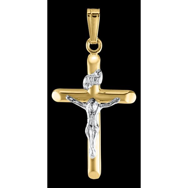 Childrens 14K Yellow and White Gold  Crucifix Necklace Gray's Jewelers Bespoke Saint James, NY