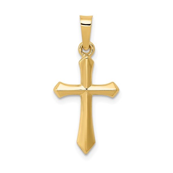14K Yellow Gold Polished Cross Pendant Gray's Jewelers Bespoke Saint James, NY
