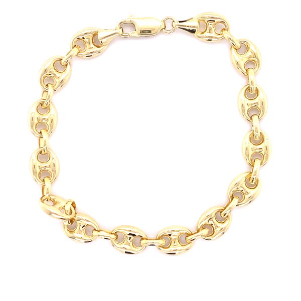14K Yellow Gold Puffed Mariner Link Bracelet Gray's Jewelers Bespoke Saint James, NY