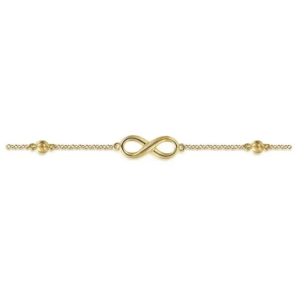14K Yellow Gold Bujukan Chain Bracelet with Infinity Station Image 3 Gray's Jewelers Bespoke Saint James, NY
