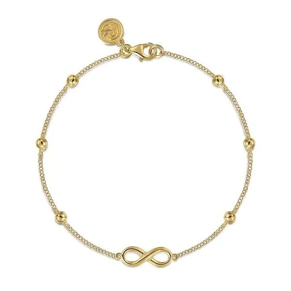 14K Yellow Gold Bujukan Chain Bracelet with Infinity Station Gray's Jewelers Bespoke Saint James, NY
