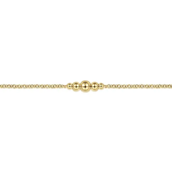 14K Yellow Gold Graduating Bead Stations Bracelet Image 2 Gray's Jewelers Bespoke Saint James, NY