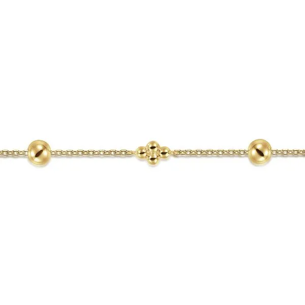 14K Yellow Gold Graduating Bead Stations Bracelet Image 5 Gray's Jewelers Bespoke Saint James, NY