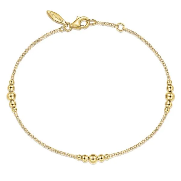 14K Yellow Gold Graduating Bead Stations Bracelet Gray's Jewelers Bespoke Saint James, NY