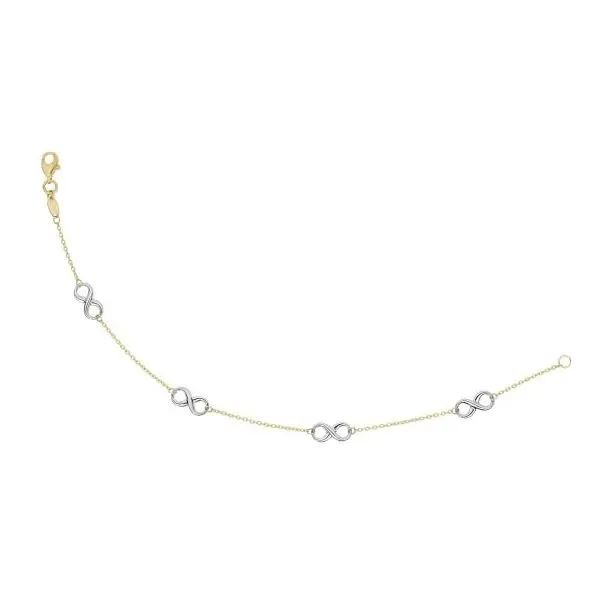 14K Yellow and White Gold Infinity Bracelet Gray's Jewelers Bespoke Saint James, NY