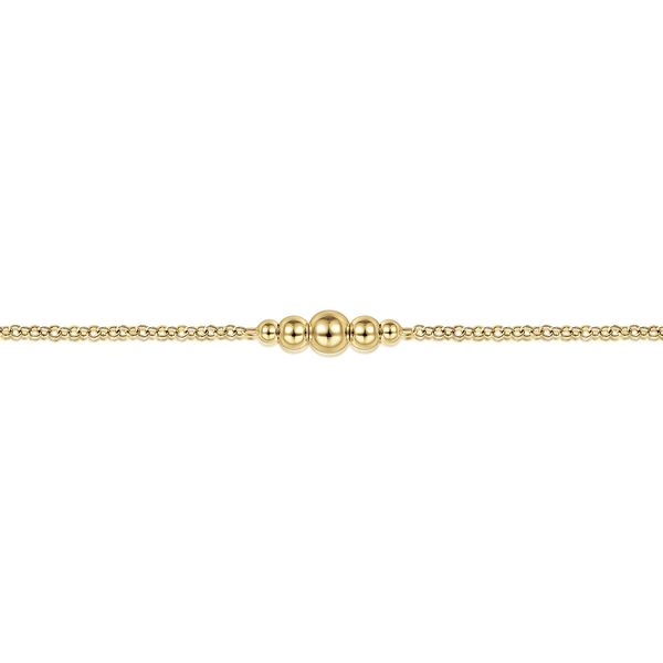 14K Yellow Gold Graduating Bead Stations Bracelet Image 2 Gray's Jewelers Bespoke Saint James, NY