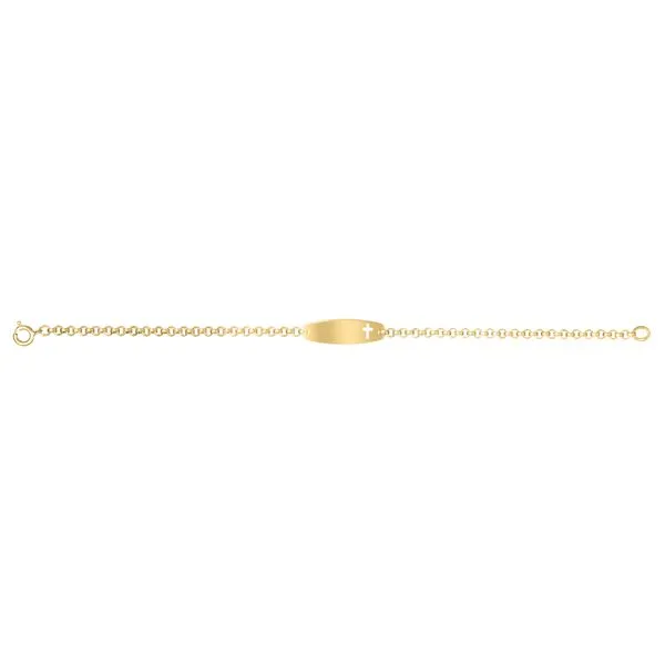 Childrens 14K Yellow Gold Filled Oval Pierced Cross ID Bracelet Image 2 Gray's Jewelers Bespoke Saint James, NY