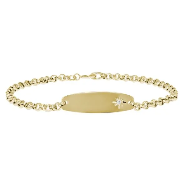 Childrens 14K Yellow Gold Filled Oval ID Bracelet with Diamond Gray's Jewelers Bespoke Saint James, NY