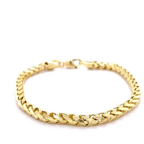 14k Yellow Gold Mens Round Wheat Bracelet 8.5