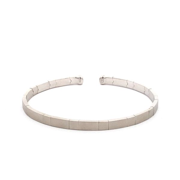14K White Gold Matte Men's Cuff Bracelet Gray's Jewelers Bespoke Saint James, NY