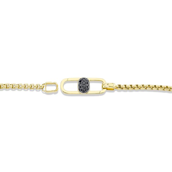 14K Yellow Gold Black Diamond Men's Box Chain with Icon Lock Image 2 Gray's Jewelers Bespoke Saint James, NY