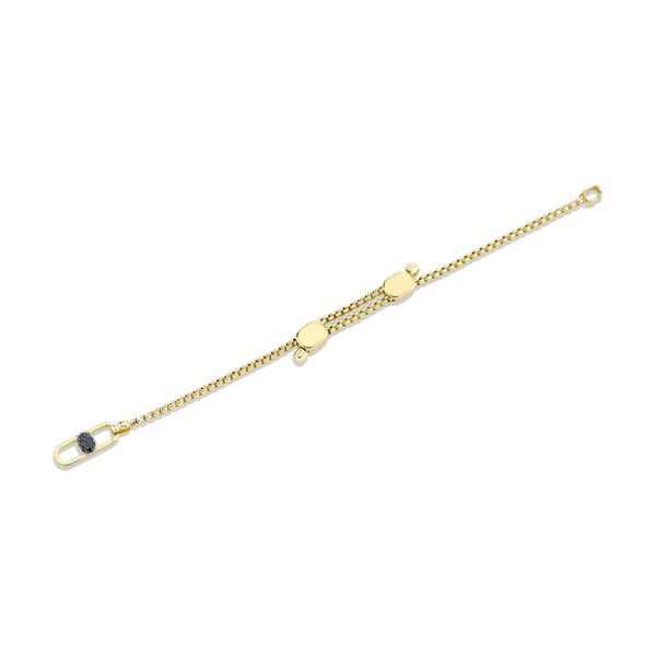 14K Yellow Gold Black Diamond Men's Box Chain with Icon Lock Image 3 Gray's Jewelers Bespoke Saint James, NY