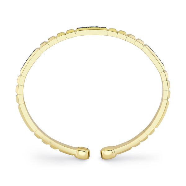 14K Yellow Gold Black Diamond Geo Cut Matte Men's Cuff Bracelet Image 2 Gray's Jewelers Bespoke Saint James, NY