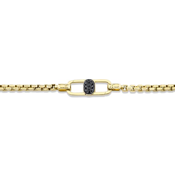 14K Yellow Gold Black Diamond Men's Box Chain Image 2 Gray's Jewelers Bespoke Saint James, NY