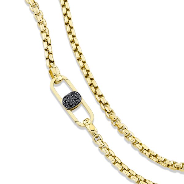 14K Yellow Gold Black Diamond Men's Box Chain Image 3 Gray's Jewelers Bespoke Saint James, NY