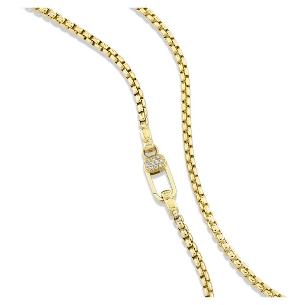 14K Yellow Gold Diamond Men's Box Chain Image 3 Gray's Jewelers Bespoke Saint James, NY