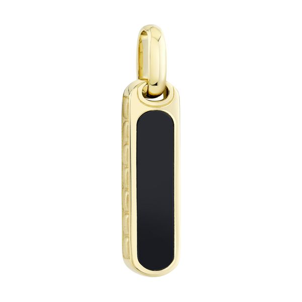 14K Yellow Gold Black Onyx Bar Dog Tag Gray's Jewelers Bespoke Saint James, NY