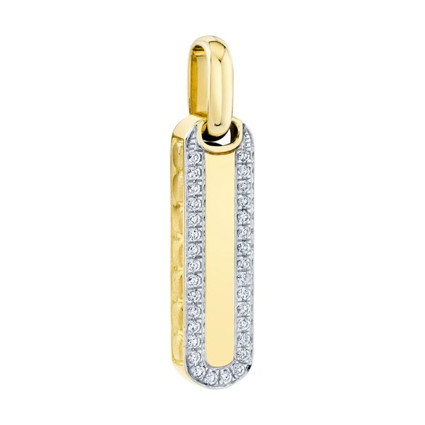 14K Yellow Gold Diamond Bar Dog Tag Pendant Image 2 Gray's Jewelers Bespoke Saint James, NY