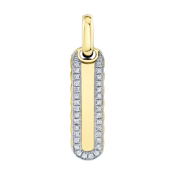 14K Yellow Gold Diamond Bar Dog Tag Pendant Gray's Jewelers Bespoke Saint James, NY