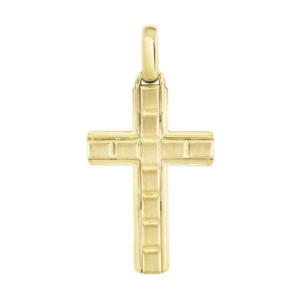 14K Yellow Gold Cross Matte Pendant Gray's Jewelers Bespoke Saint James, NY