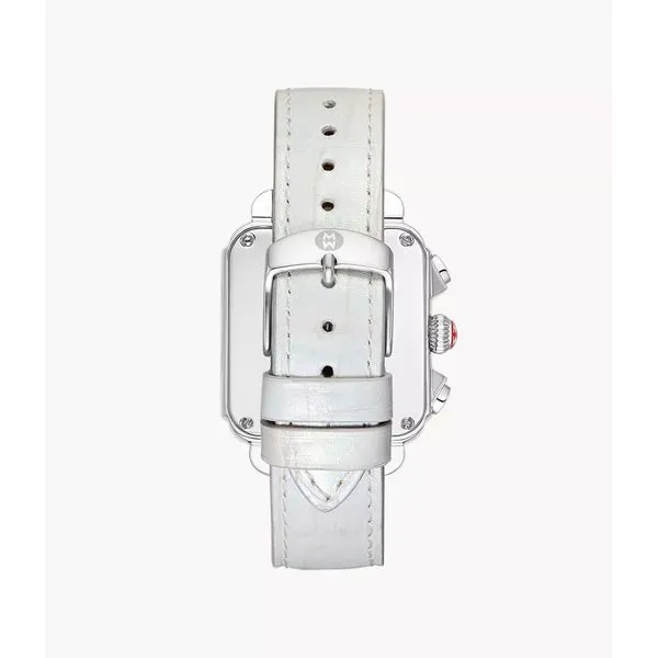 Deco Sport Chronograph Stainless Steel White Leather Watch Image 2 Gray's Jewelers Bespoke Saint James, NY