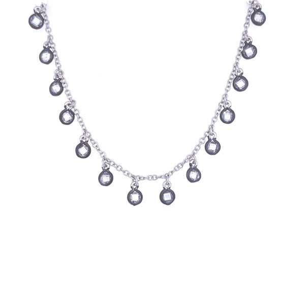 Sterling Silver Chain With 29 Cubic Zirconia Drops 14-16
