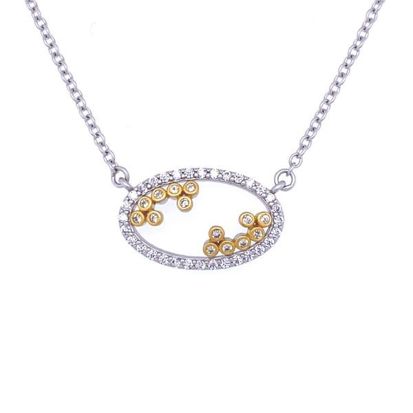 Sterling Silver and Yellow Gold Plated Fleur Bloom Necklace With Cubic Zirconia 16-18