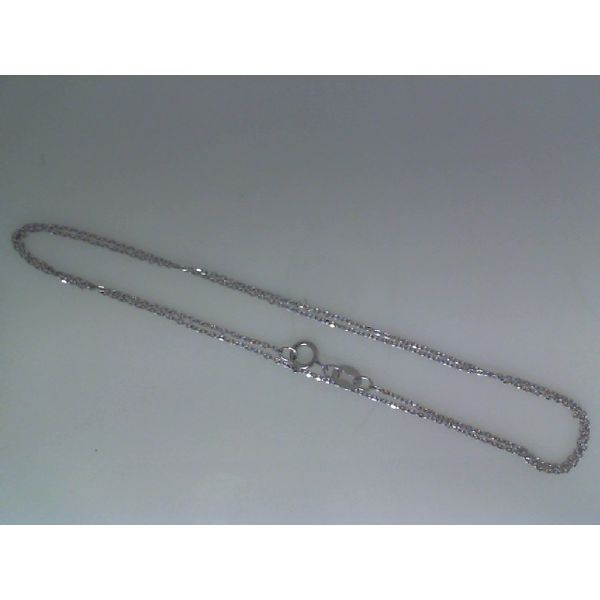 Sterling Silver Cable Chain 1mm Rhodium Finished 18