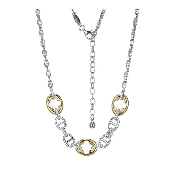 Sterling Silver  Gold Plated Marina Frontal Necklace made with Cubic Zirconia Gray's Jewelers Bespoke Saint James, NY
