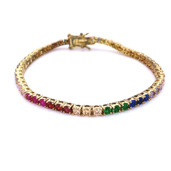 Sterling Silver Tennis Bracelet With Multi Colored Stones 7